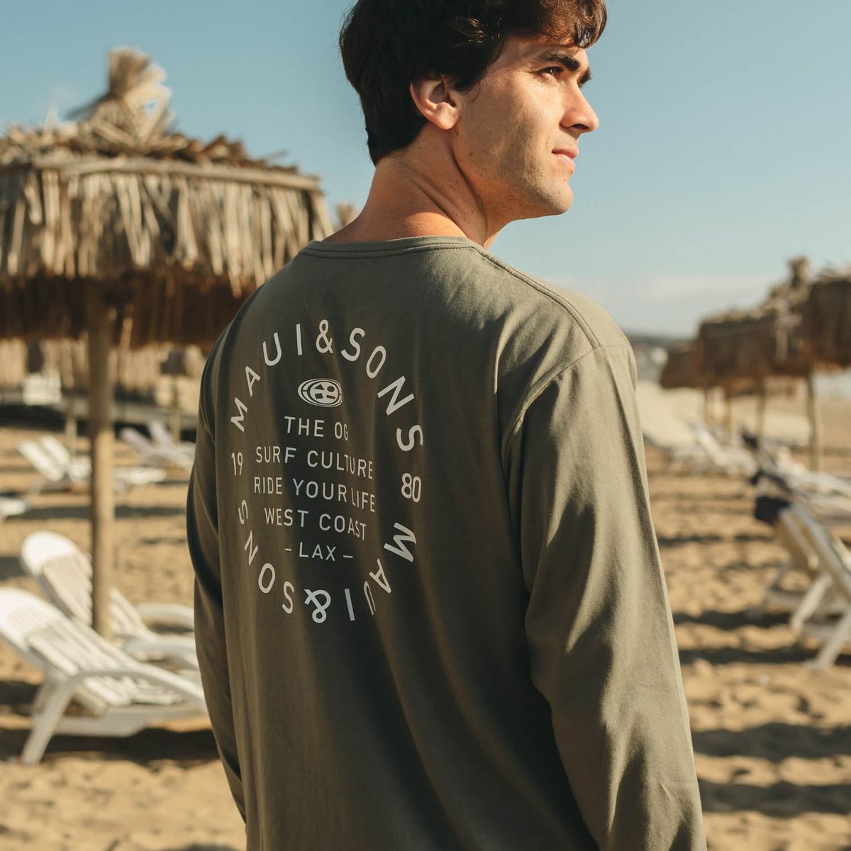 MAUI AND SONS - Polera ML Moanae Verde Hombre Maui And Sons