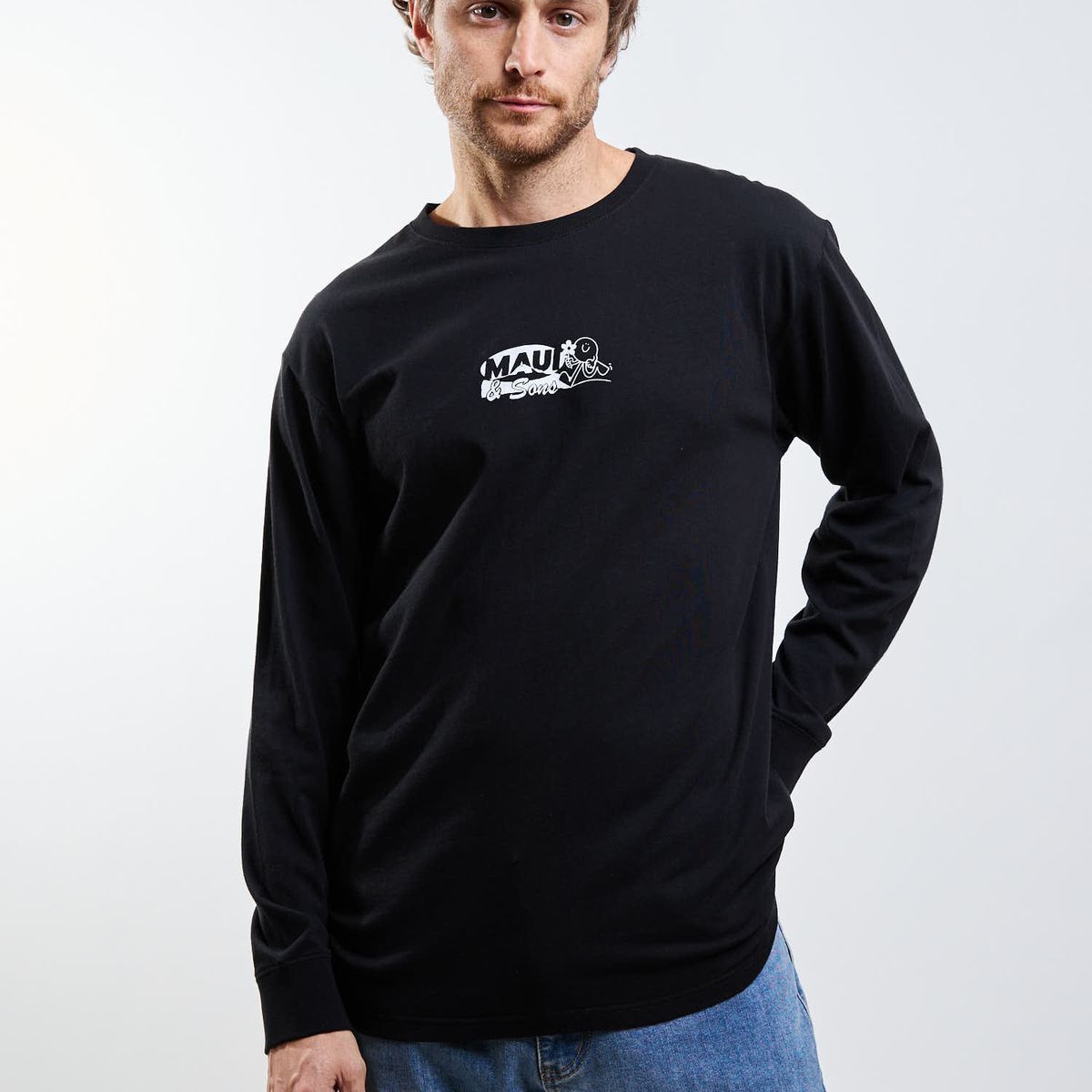 MAUI AND SONS - Polera ML Kairo Negro Hombre Maui And Sons