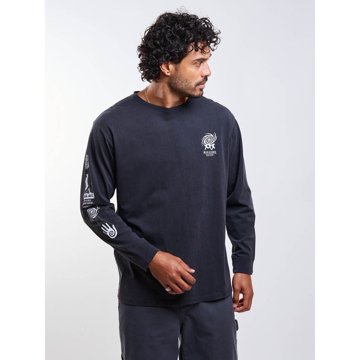 MAUI AND SONS - Polera ML Marex Negro Hombre Maui And Sons