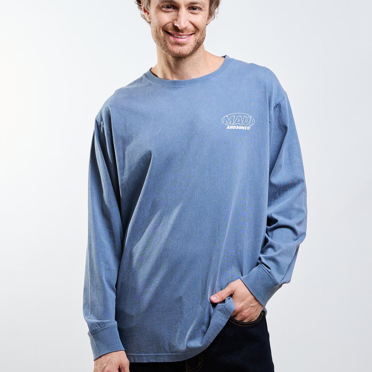 MAUI AND SONS - Polera ML Brisae Celeste Hombre Maui And Sons