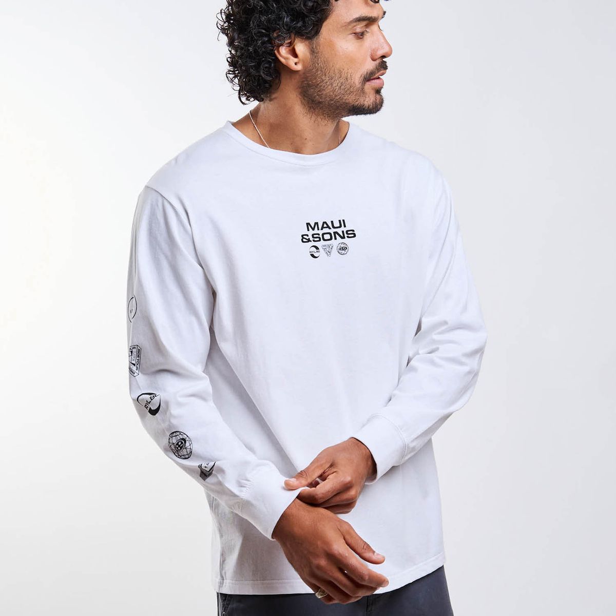 MAUI AND SONS - Polera ML Elementals Blanco Hombre Maui And Sons