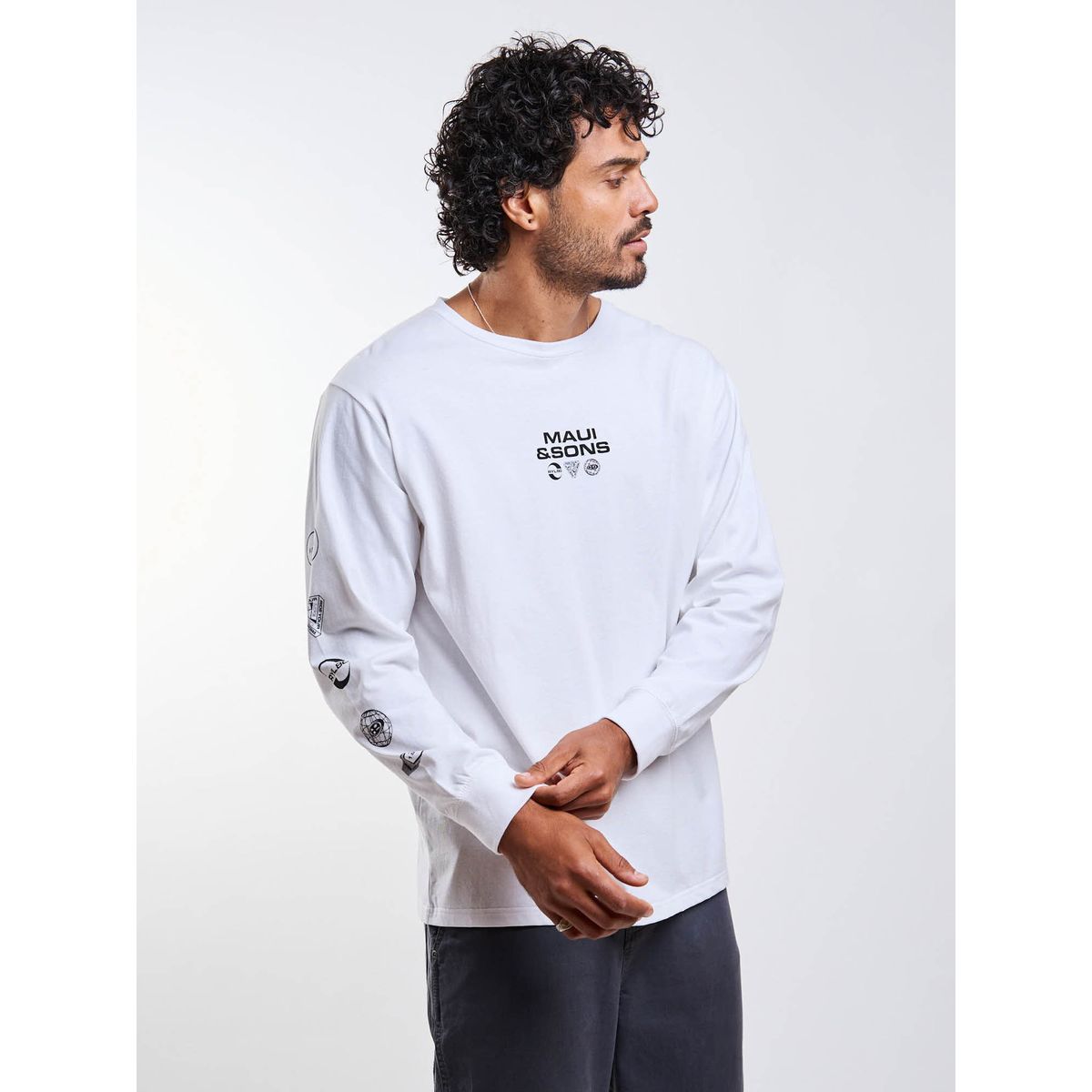 MAUI AND SONS - Polera ML Elementals Blanco Hombre Maui And Sons