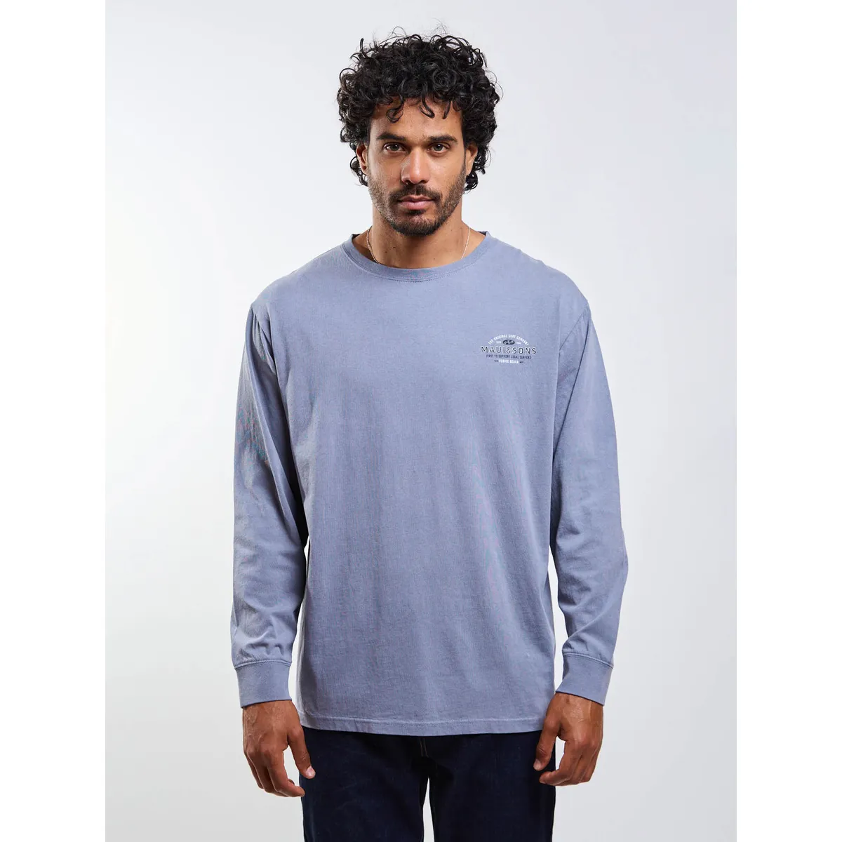 MAUI AND SONS - Polera ML Locals surfers Gris Hombre Maui And Sons