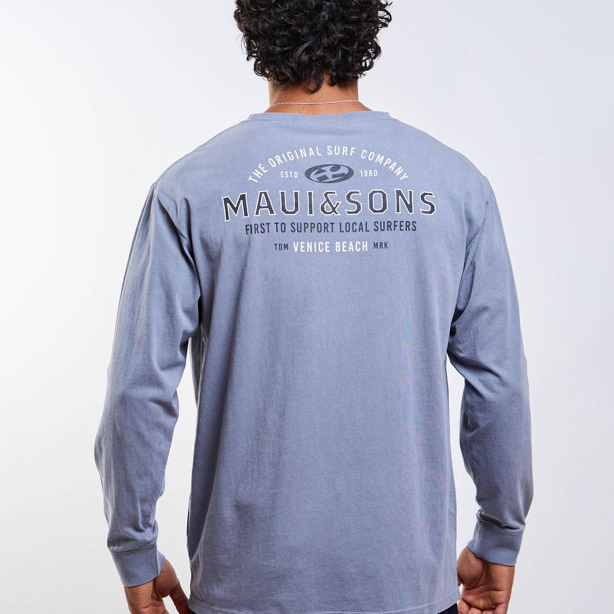MAUI AND SONS - Polera ML Locals surfers Gris Hombre Maui And Sons
