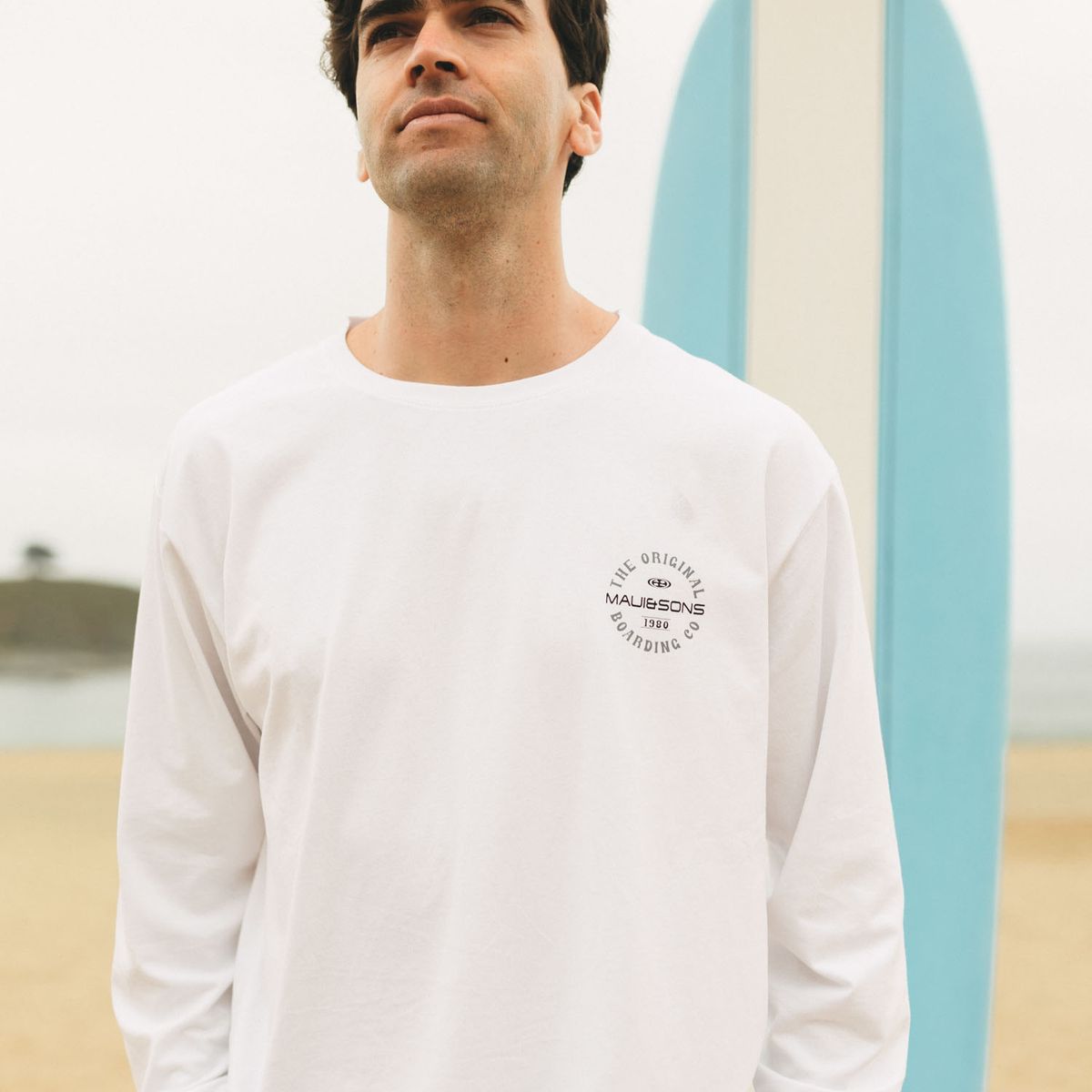 MAUI AND SONS - Polera ML Barding Ley Blanco Hombre Maui And Sons