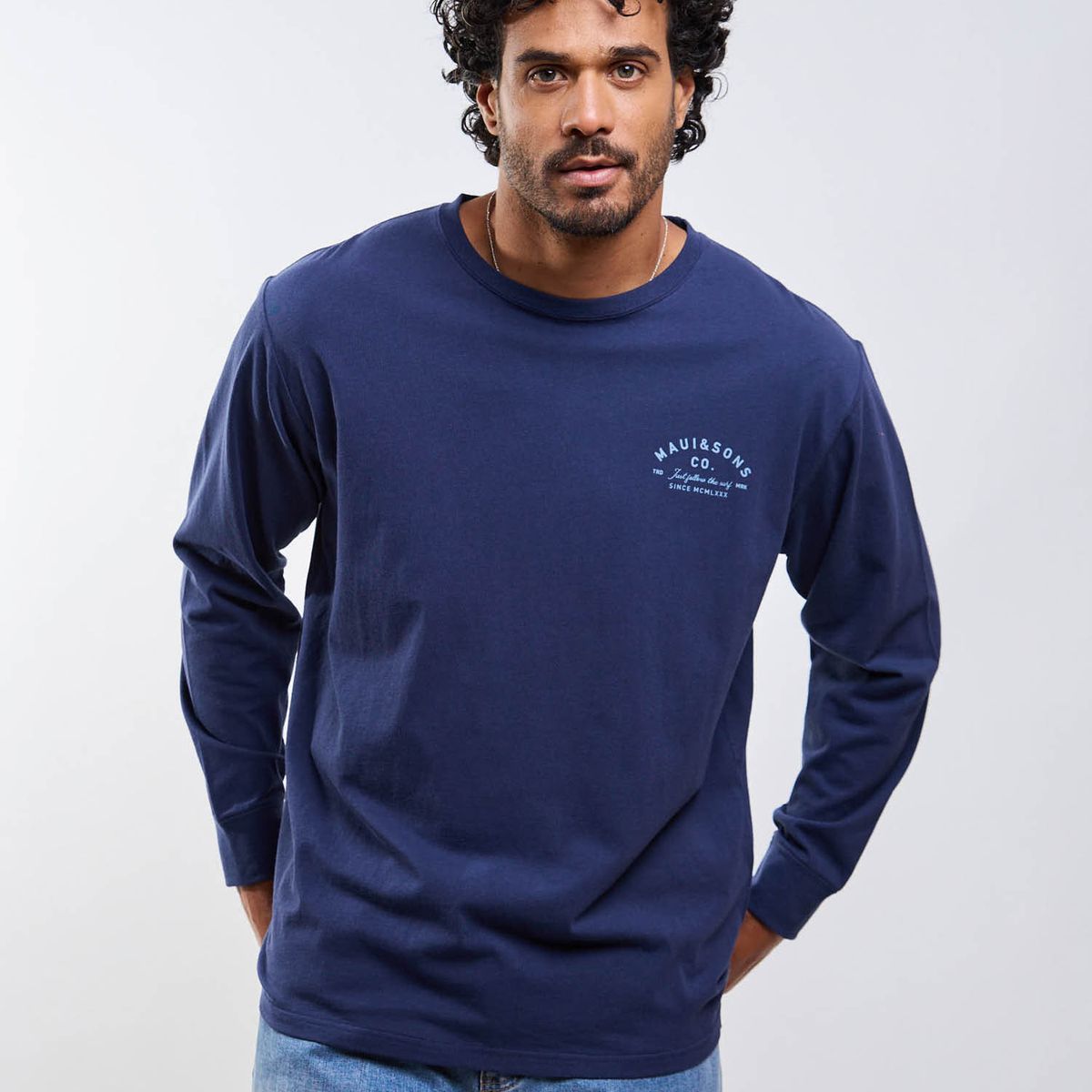 MAUI AND SONS - Polera ML Follow the surf Azul Hombre Maui And Sons