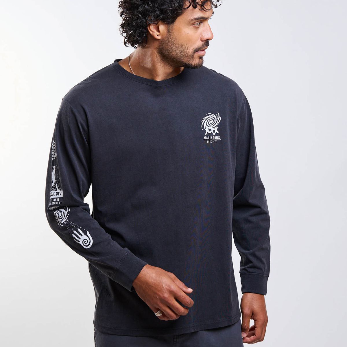 MAUI AND SONS - Polera ML Marex Negro Hombre Maui And Sons