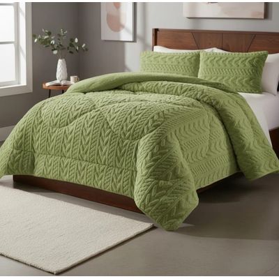 Imagen 2 del producto Cubrecama de invierno trenzado con chiporro 1.5 plazas verde