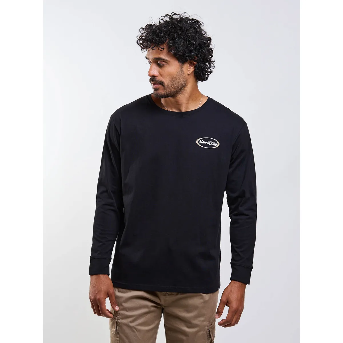 MAUI AND SONS - Polera ML Maly Negro Hombre Maui And Sons