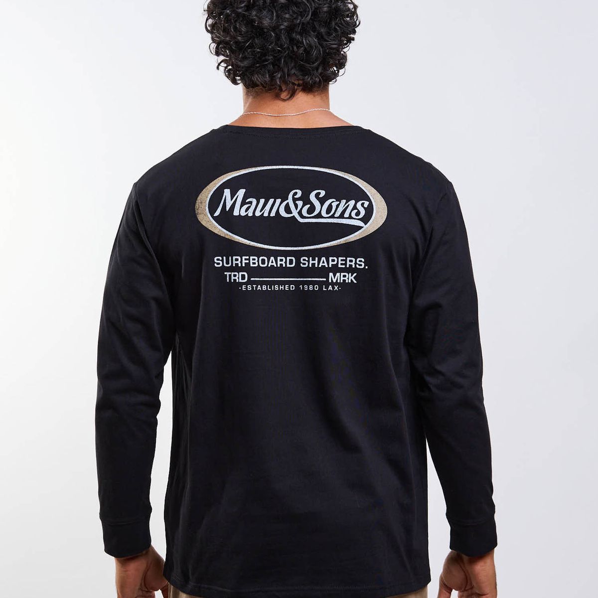 MAUI AND SONS - Polera ML Maly Negro Hombre Maui And Sons