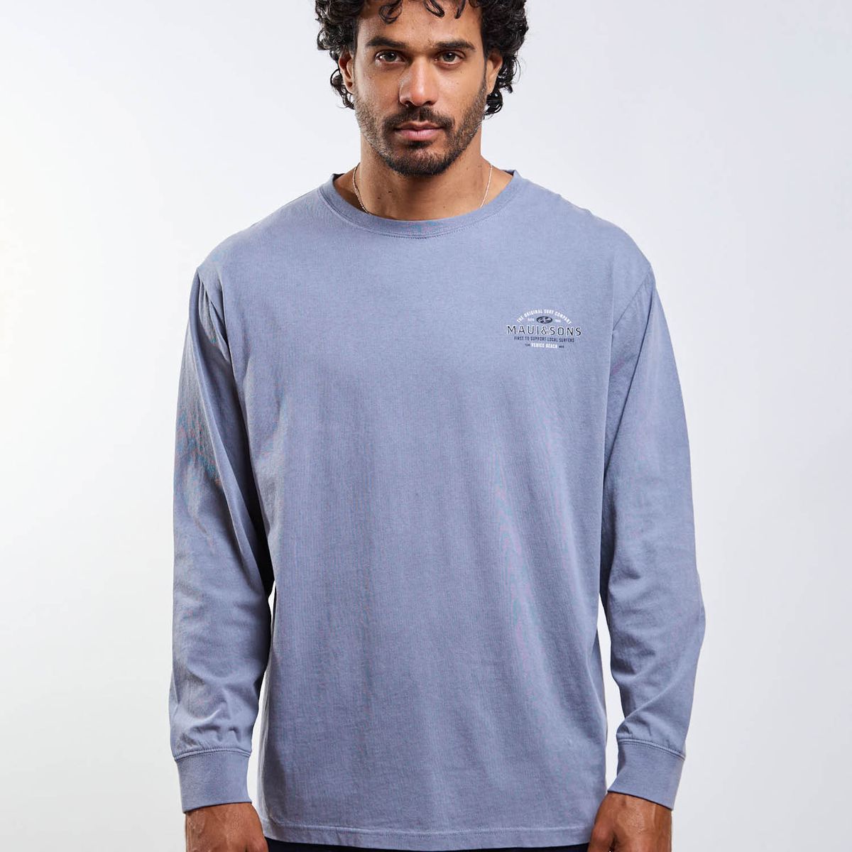MAUI AND SONS - Polera ML Locals surfers Gris Hombre Maui And Sons