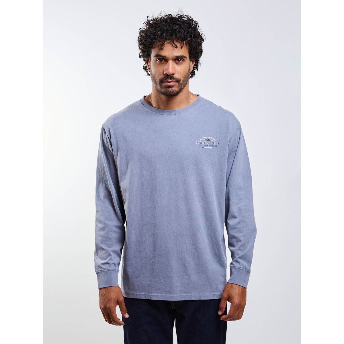 MAUI AND SONS - Polera ML Locals surfers Gris Hombre Maui And Sons