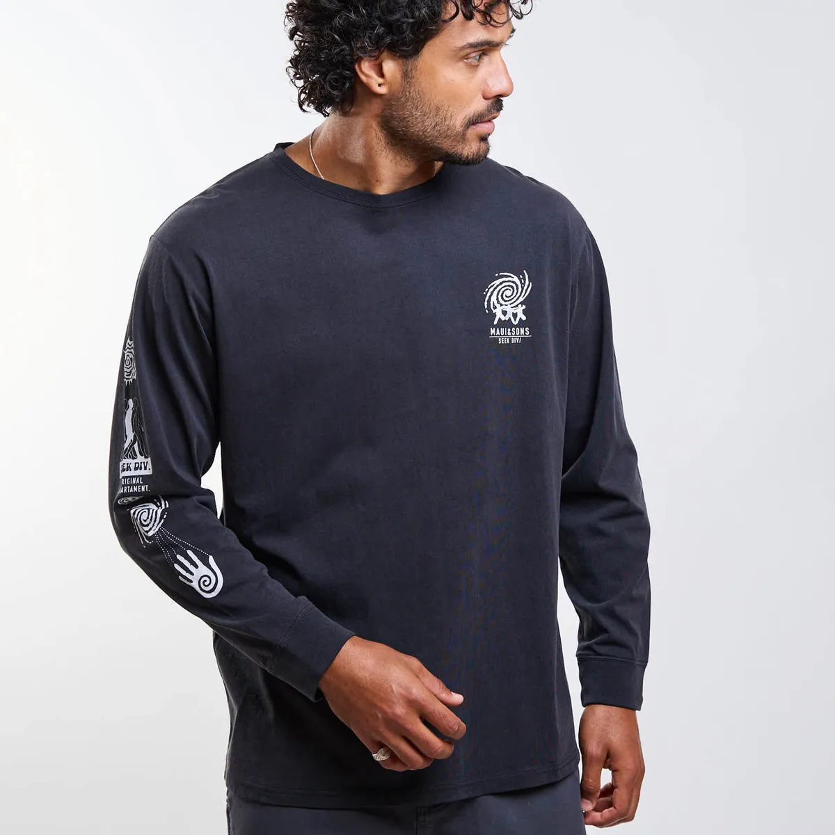 MAUI AND SONS - Polera ML Marex Negro Hombre Maui And Sons