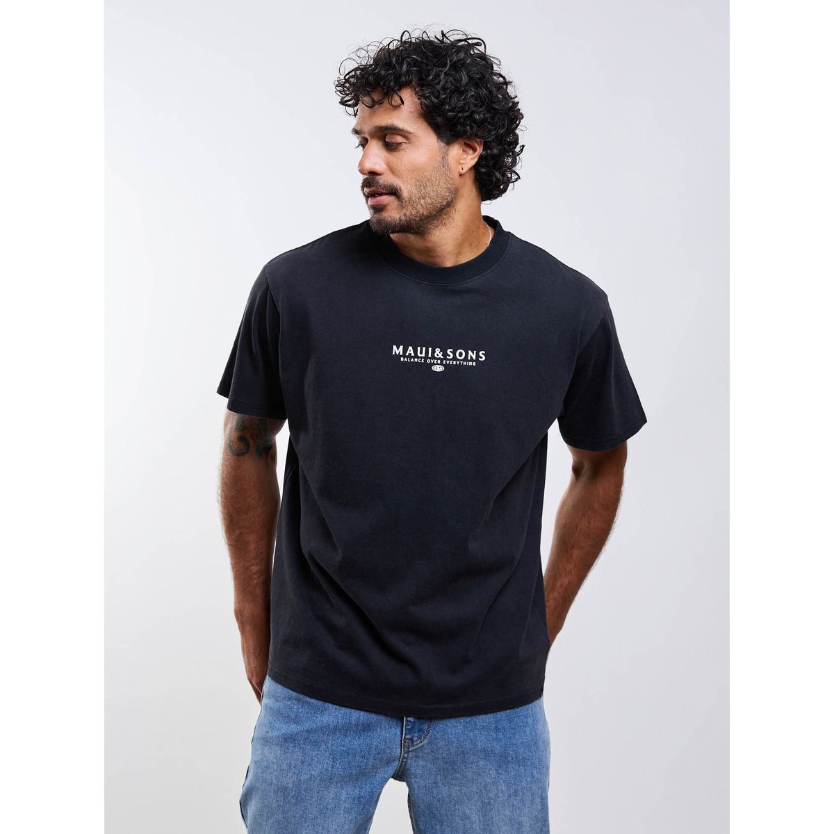 MAUI AND SONS - Polera MC Lioel Negro Hombre Maui And Sons