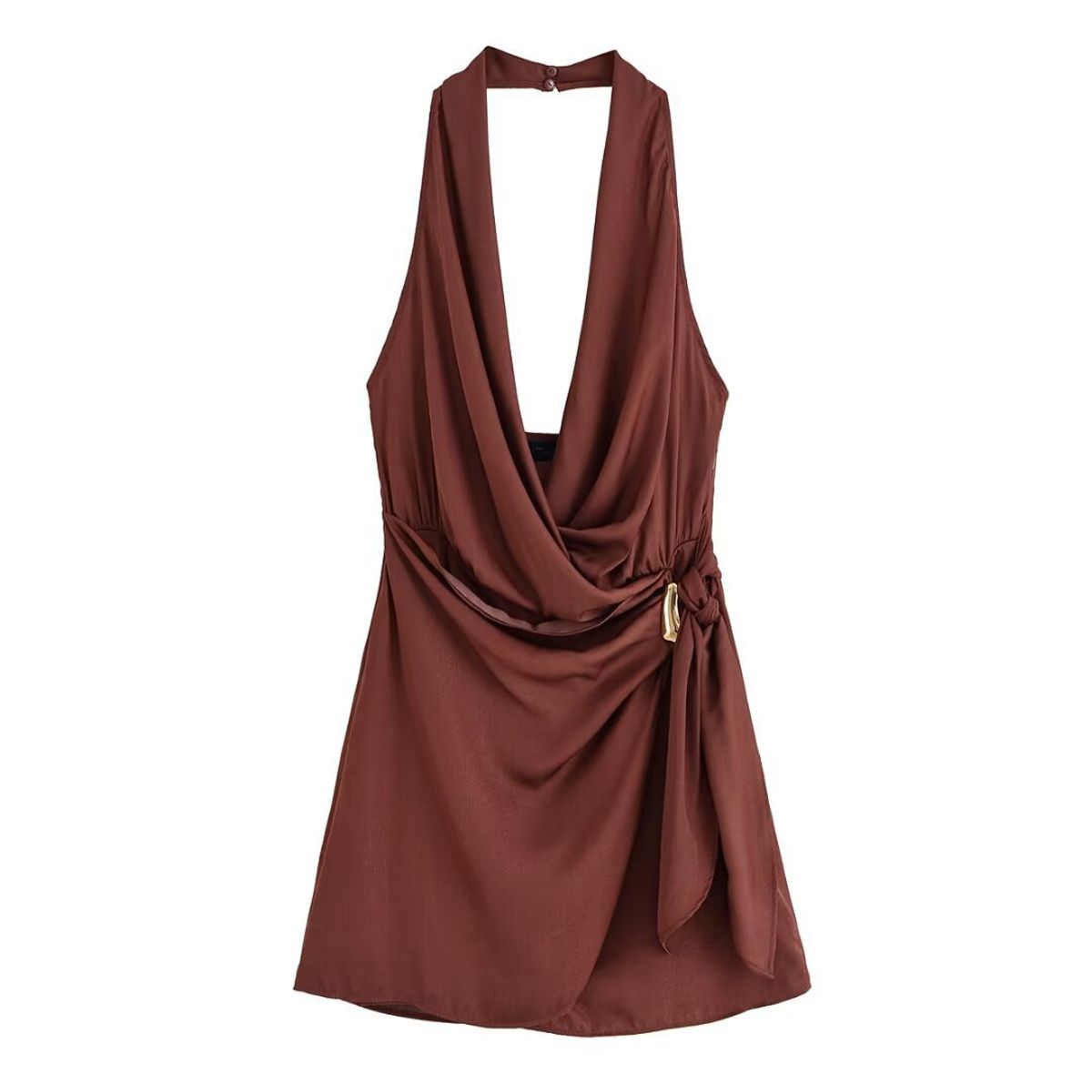 VELVET - Vestido Halter con Apliques Dorados Marianna