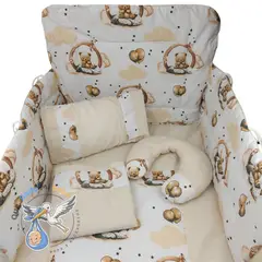 GENERICO - Set para Cuna Estándar Blanco Beige Osito