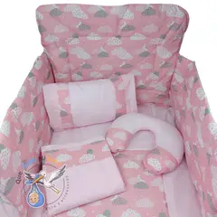 GENERICO - Set Para Cuna Estandar Rosado Nubes