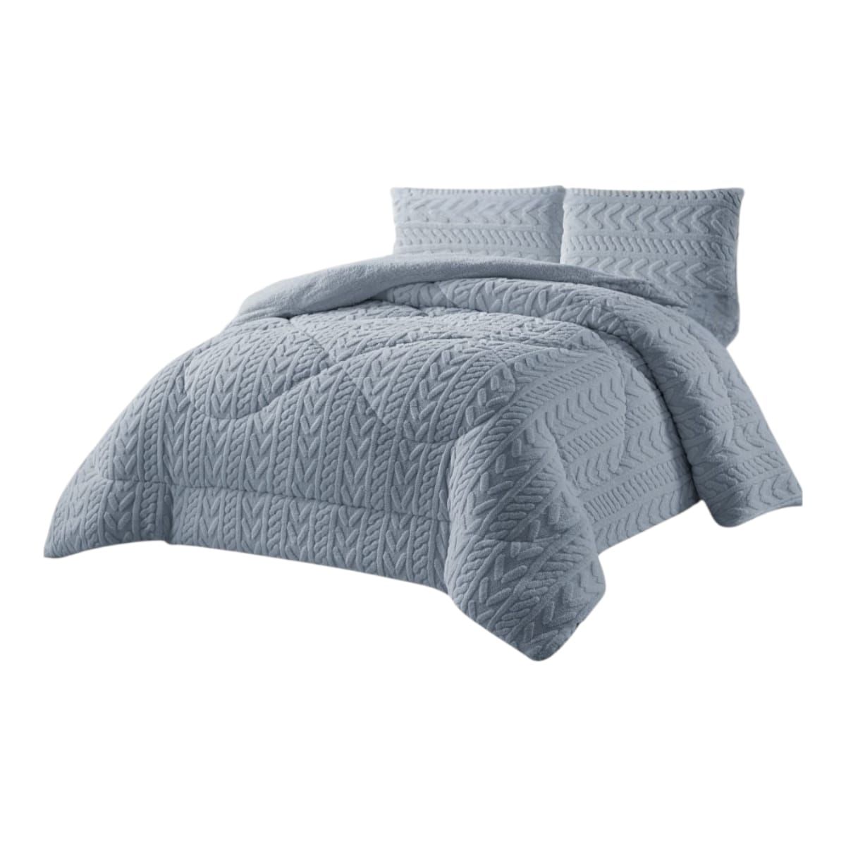 GENERICO - Cobertor con Chiporro de invierno Trenzado 1.5 Plazas Gris