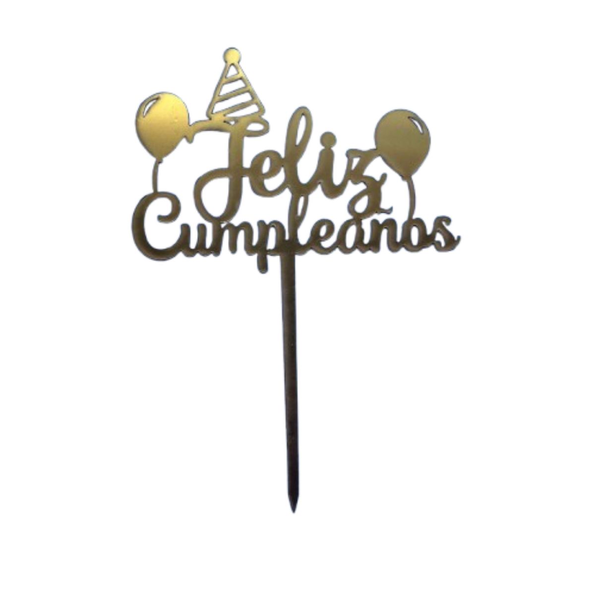 GENERICO - Topper Feliz Cumpleaños 4 Dorado