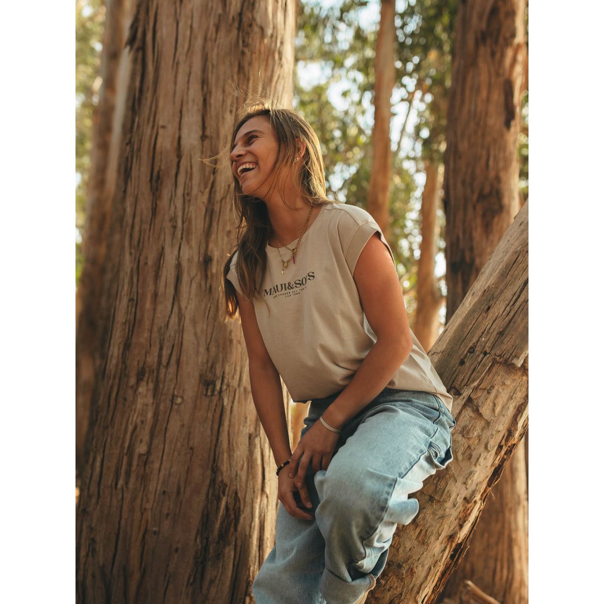 MAUI AND SONS - Polera Mc Niue Beige Mujer Maui And Sons