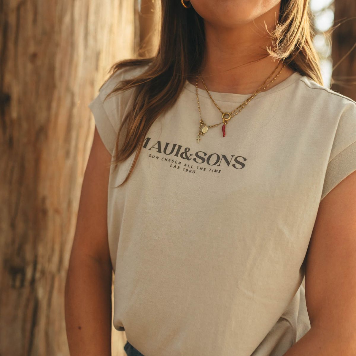 MAUI AND SONS - Polera Mc Niue Beige Mujer Maui And Sons