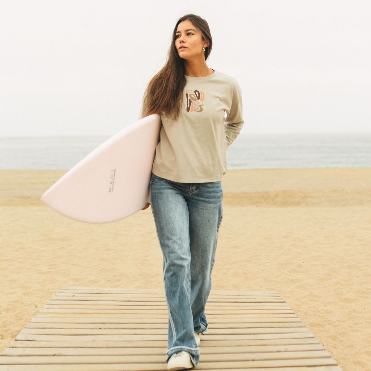 MAUI AND SONS - Polera ML Feroe Beige Mujer Maui And Sons