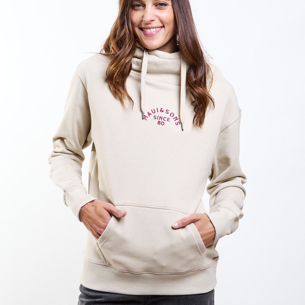 MAUI AND SONS - Poleron Canguro Bali Beige Mujer Maui And Sons