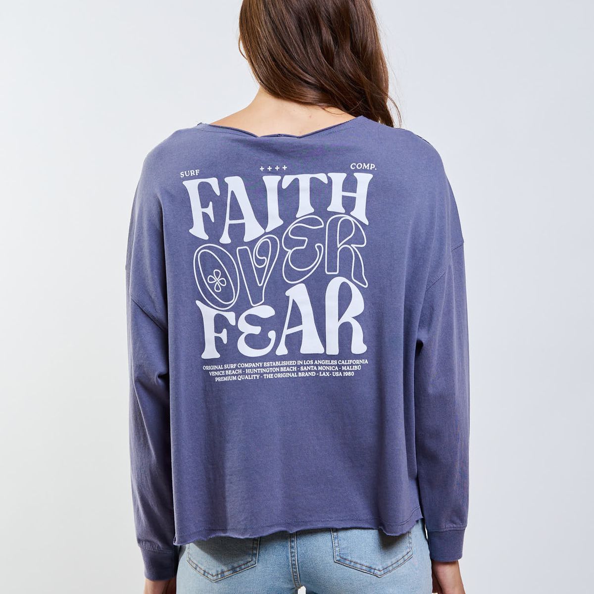 MAUI AND SONS - Polera ML Gorgoña Azul Mujer Maui And Sons