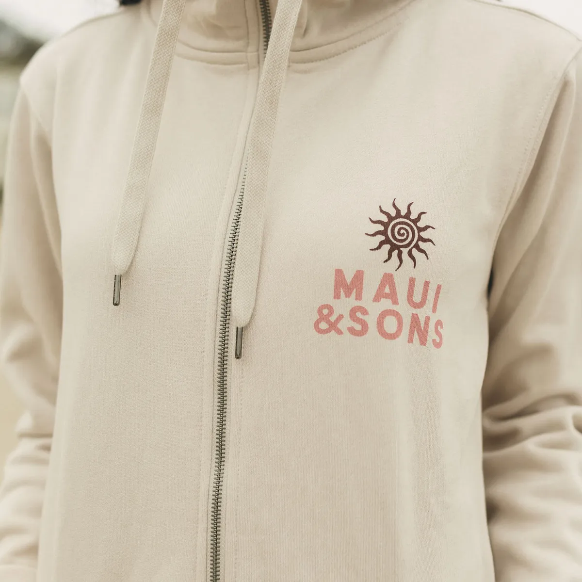 MAUI AND SONS - Poleron FZ Bora Bora Beige Mujer Maui And Sons