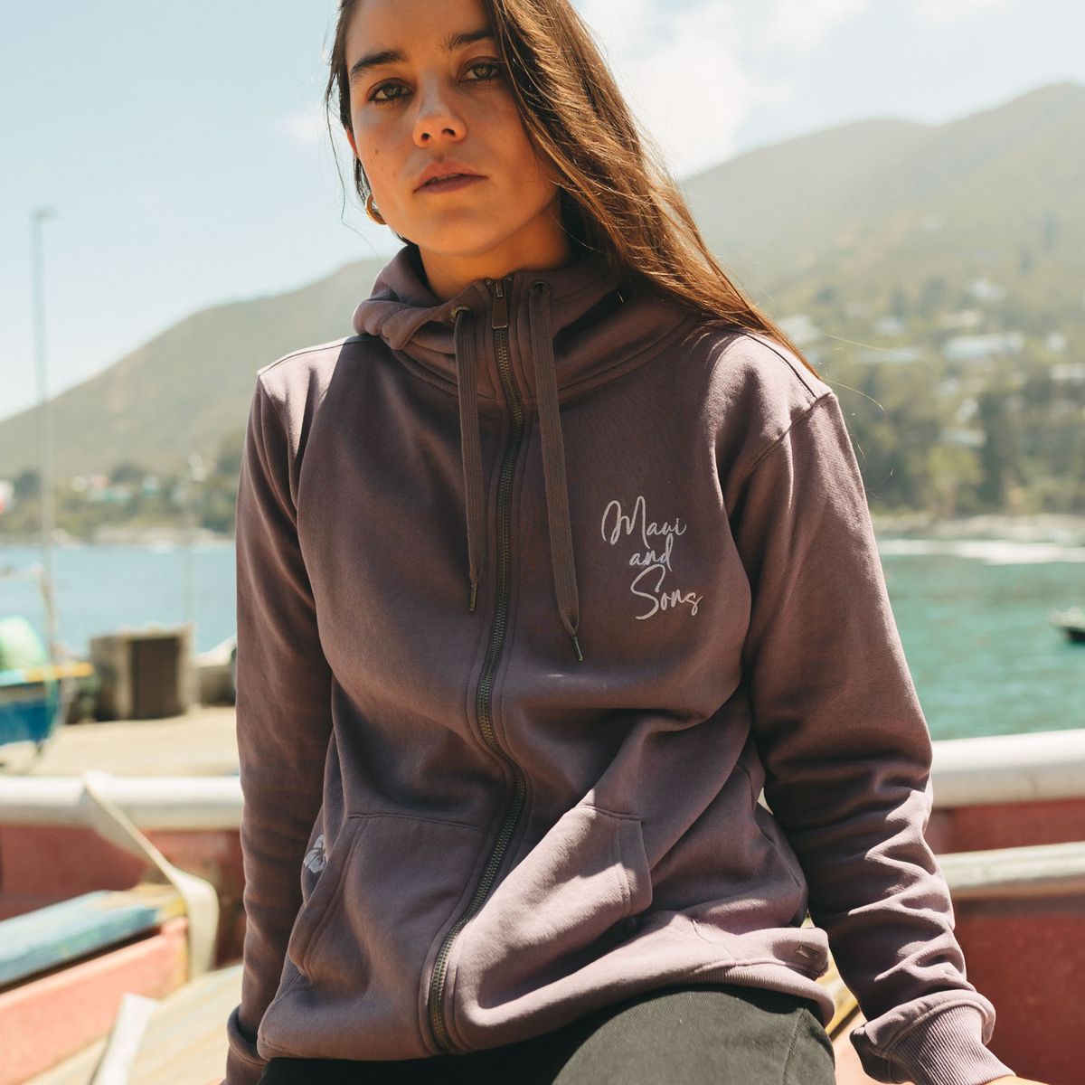MAUI AND SONS - Poleron FZ Komodo Morado Mujer Maui And Sons