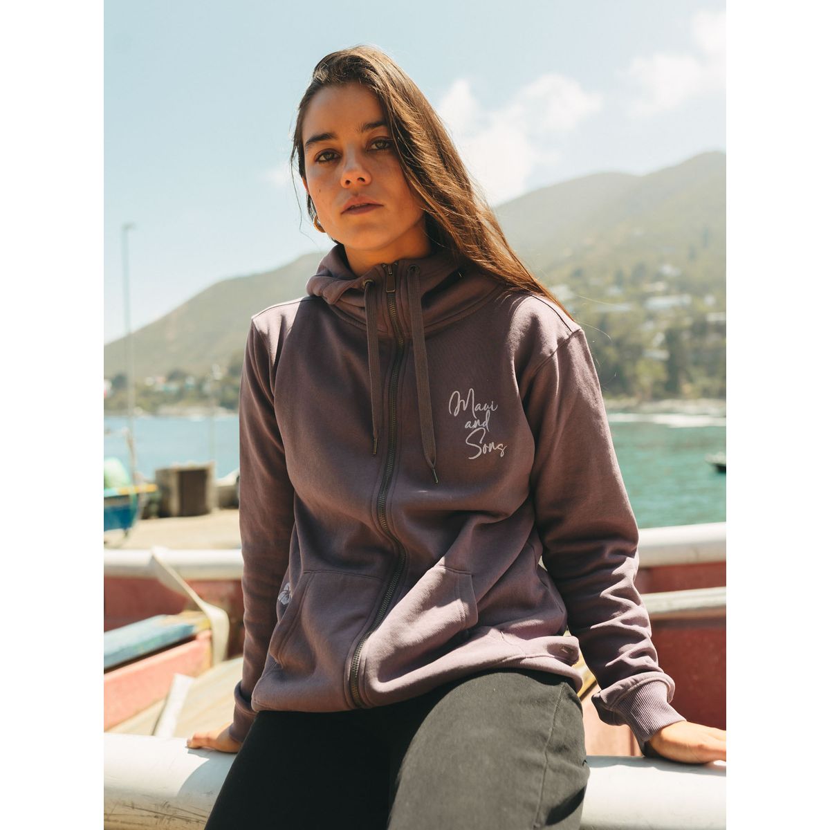 MAUI AND SONS - Poleron FZ Komodo Morado Mujer Maui And Sons
