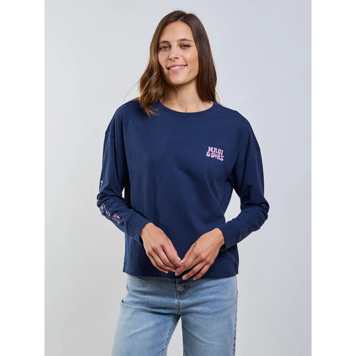 MAUI AND SONS - Polera ML Islandia Azul Mujer Maui And Sons