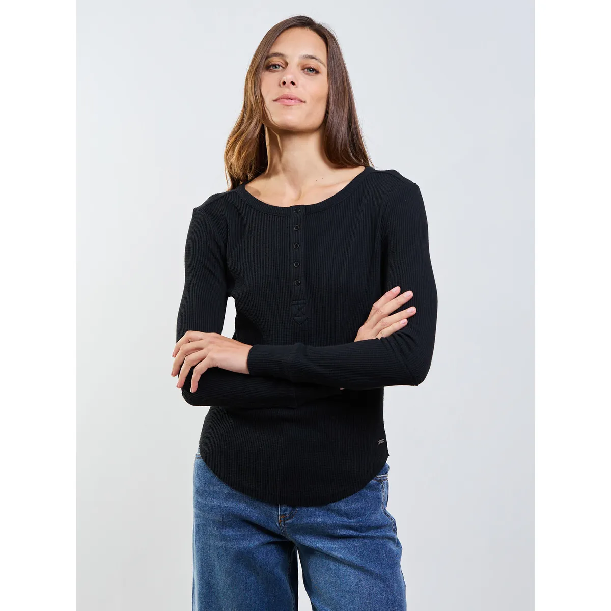 MAUI AND SONS - Polera ML Sicilia Negro Mujer Maui And Sons
