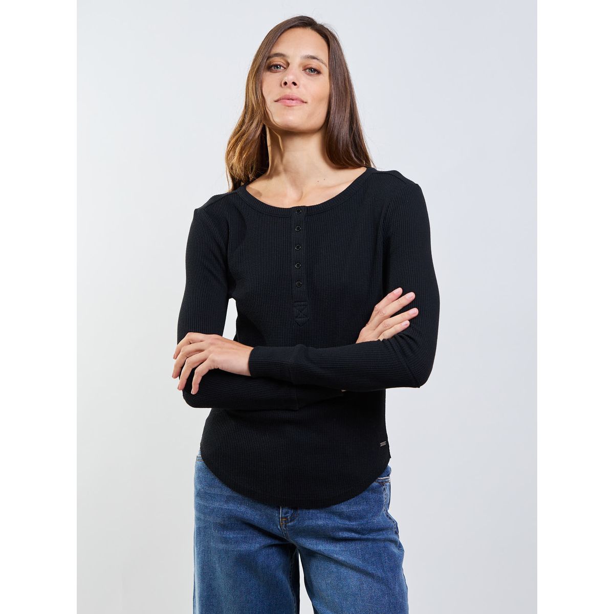 MAUI AND SONS - Polera ML Sicilia Negro Mujer Maui And Sons