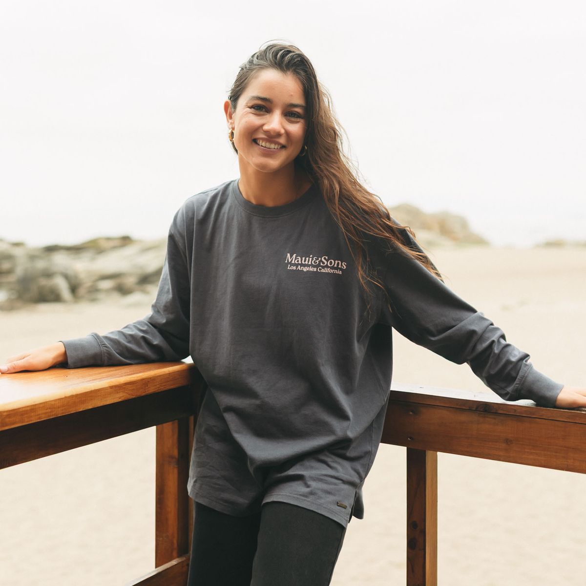 MAUI AND SONS - Polera ML Bouvet Gris Mujer Maui And Sons