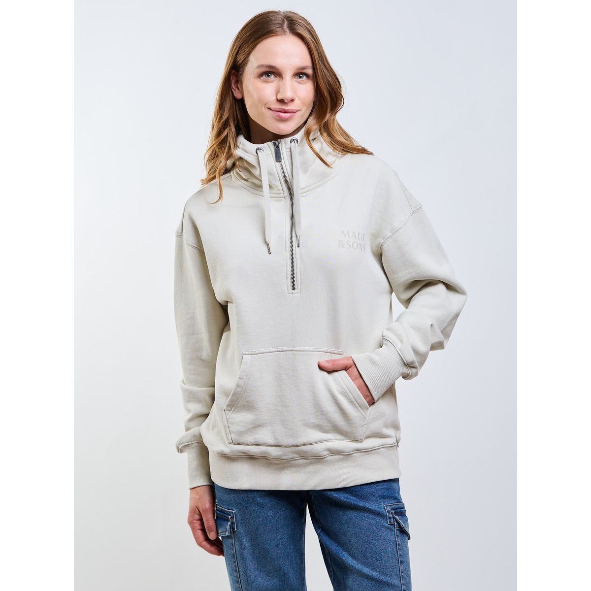 MAUI AND SONS - Poleron FZ Lombok Beige Mujer Maui And Sons