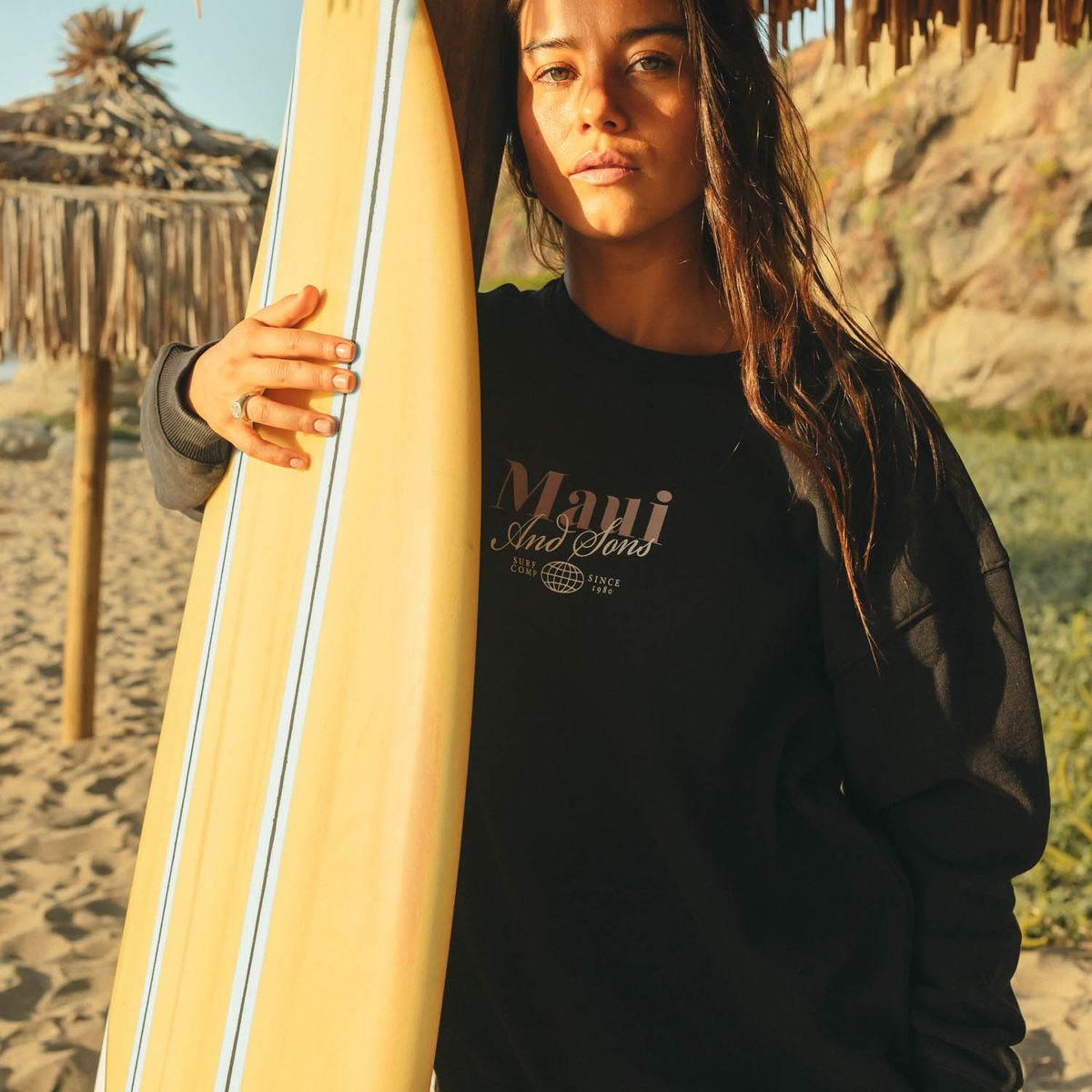 MAUI AND SONS - Poleron CR Tanna Negro Mujer Maui And Sons