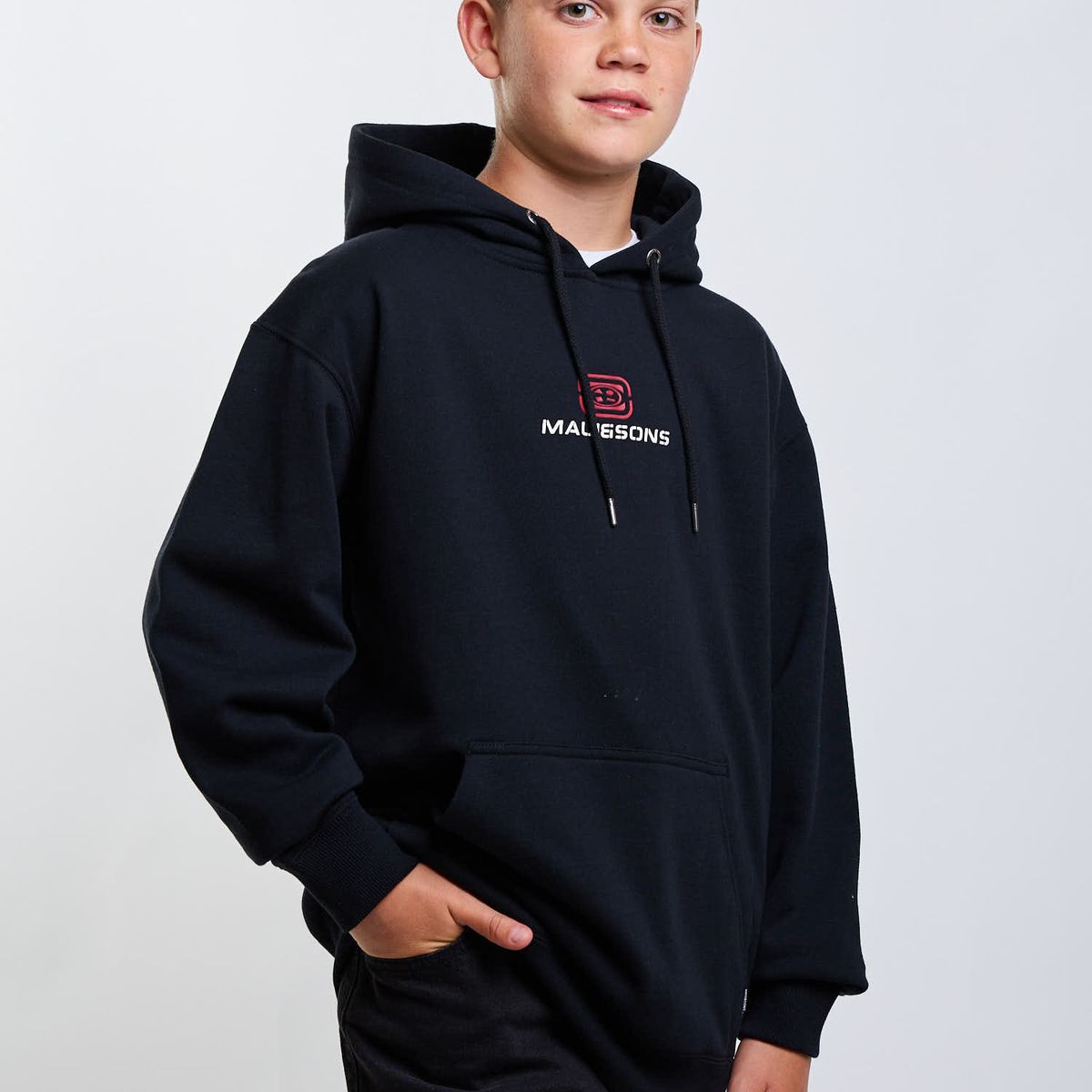 MAUI AND SONS - Poleron Canguro Rubber Negro Infantil Maui And Sons