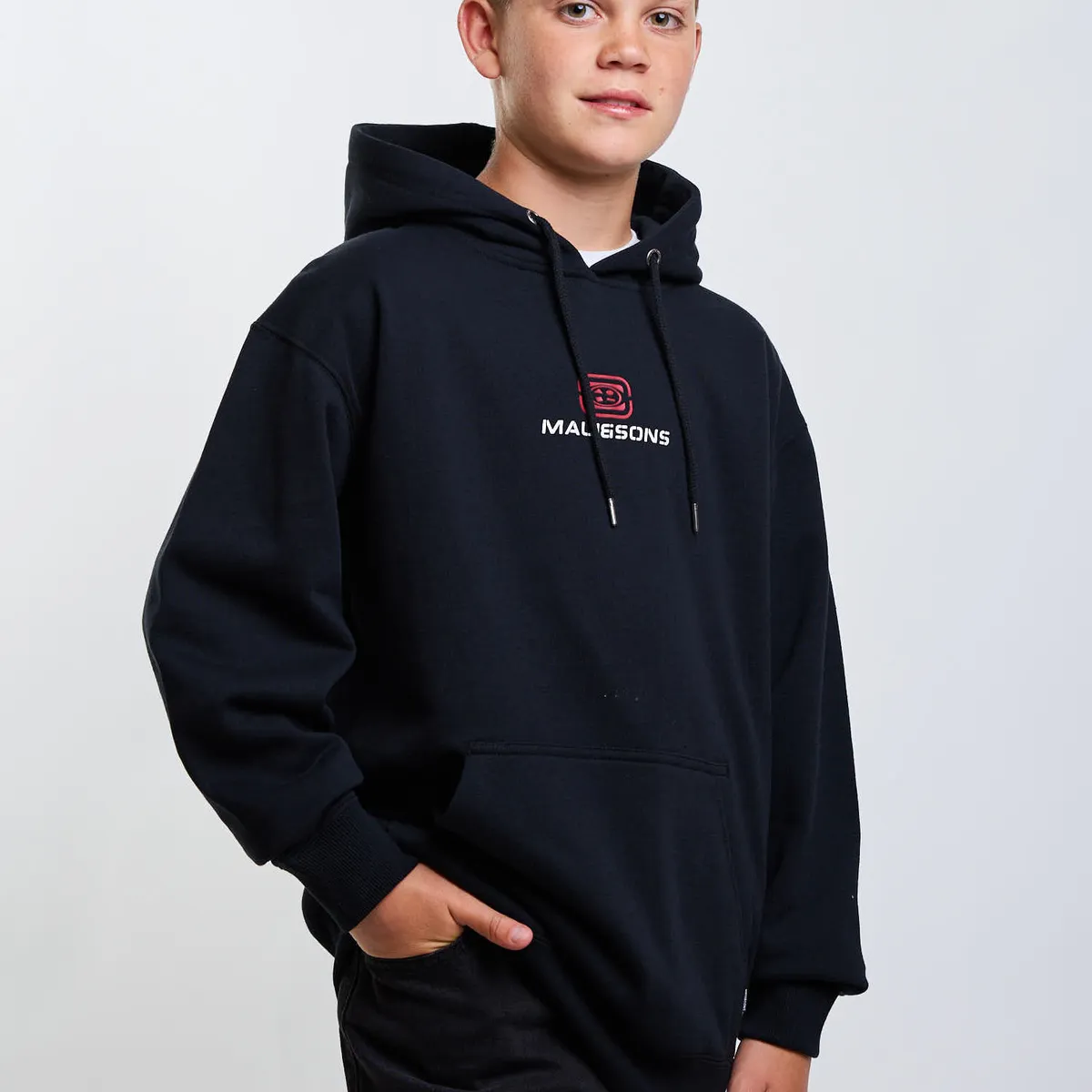 MAUI AND SONS - Poleron Canguro Rubber Negro Infantil Maui And Sons