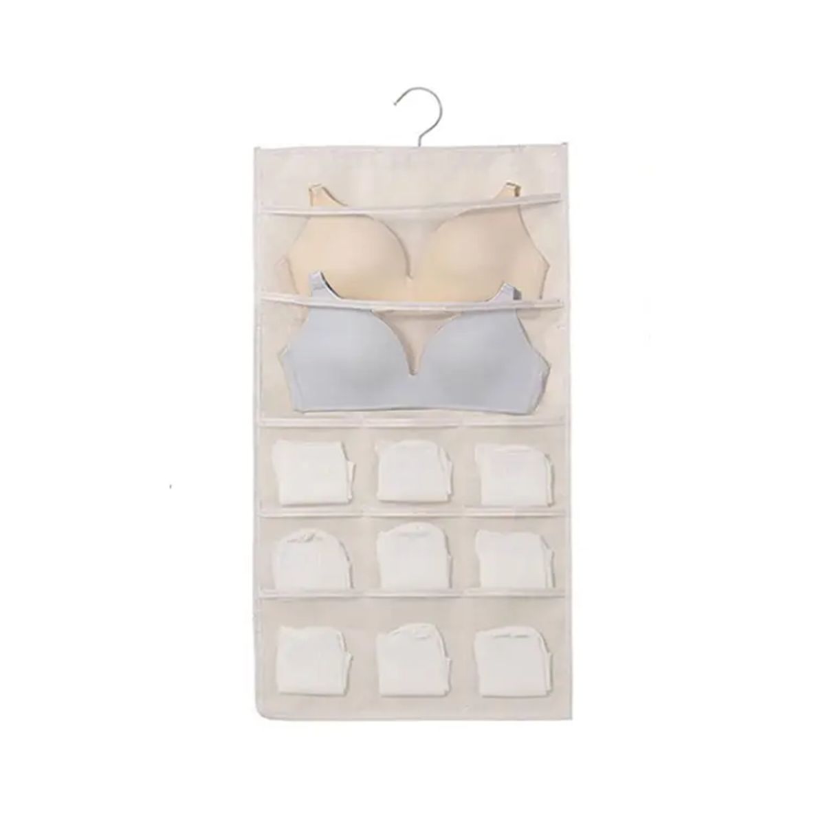 GENERICO - Organizador Colgante Sostenes Calcetas Ropa Interior 5nivels color beige