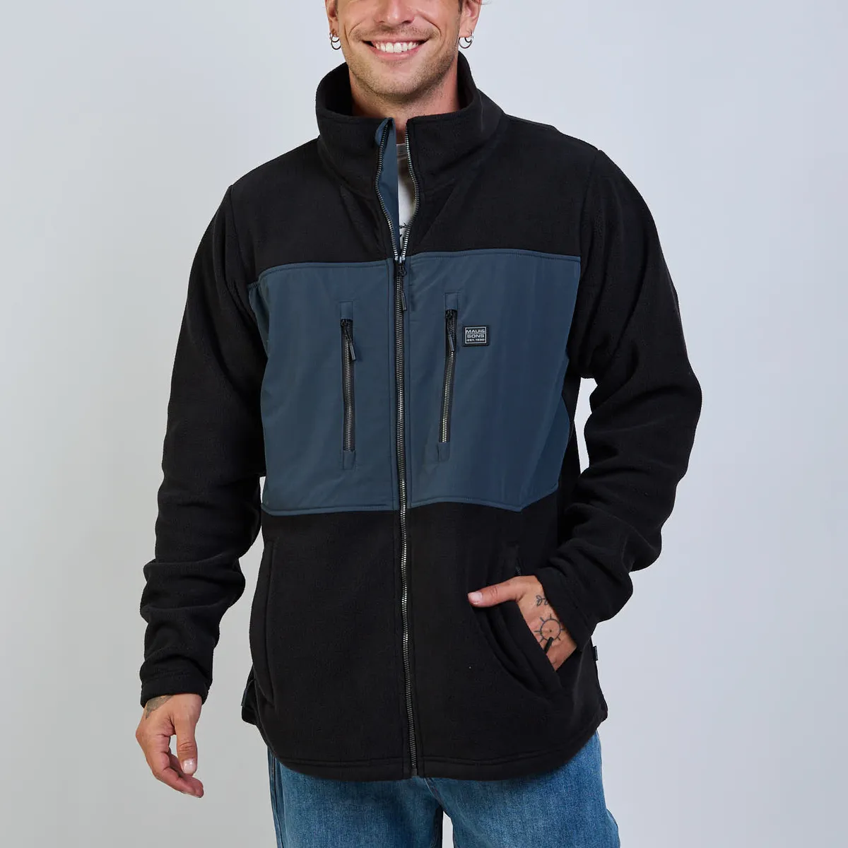 MAUI AND SONS - Poleron Polar Táctical Negro Hombre Maui And Sons