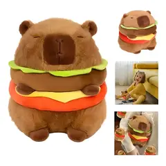 GENERICO - Peluche Capibara Forma Hamburguesa Café Cerdo de Agua Suave 30cm