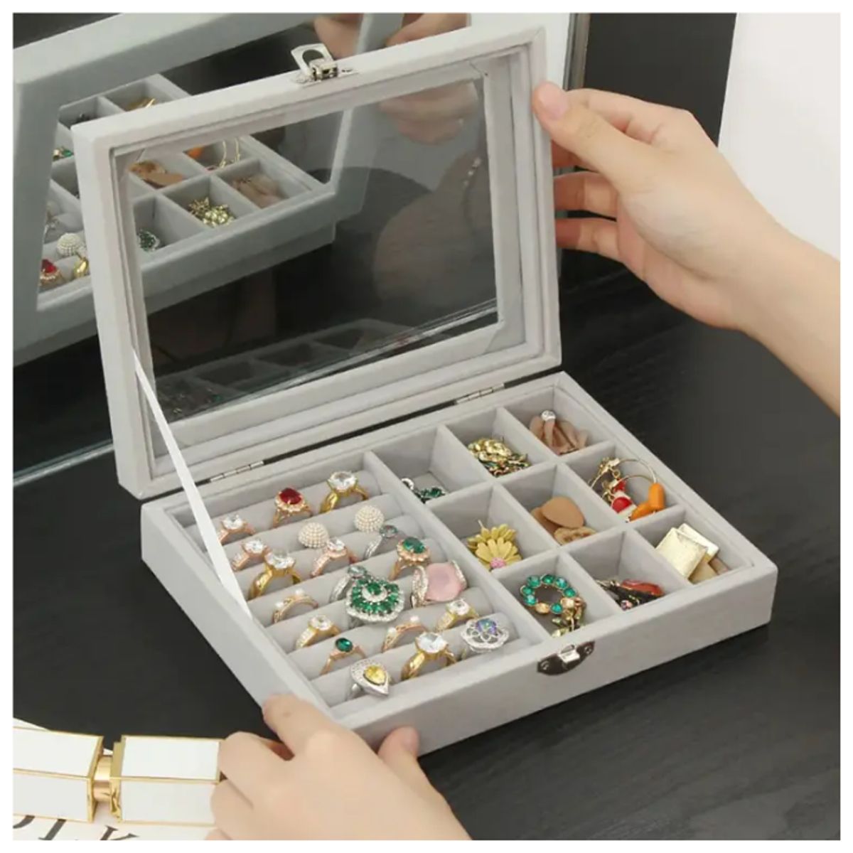 GENERICO - Joyero Organizador De Plush Portatil Multiusos Gris
