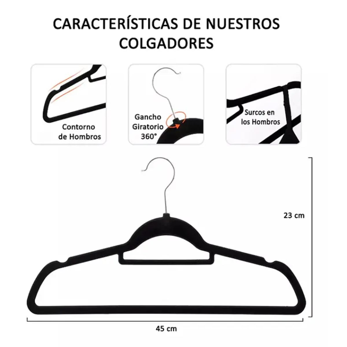 GENERICO - Colgadores De Ropa Antideslizantes Terciopelo 20 Unid Gancho
