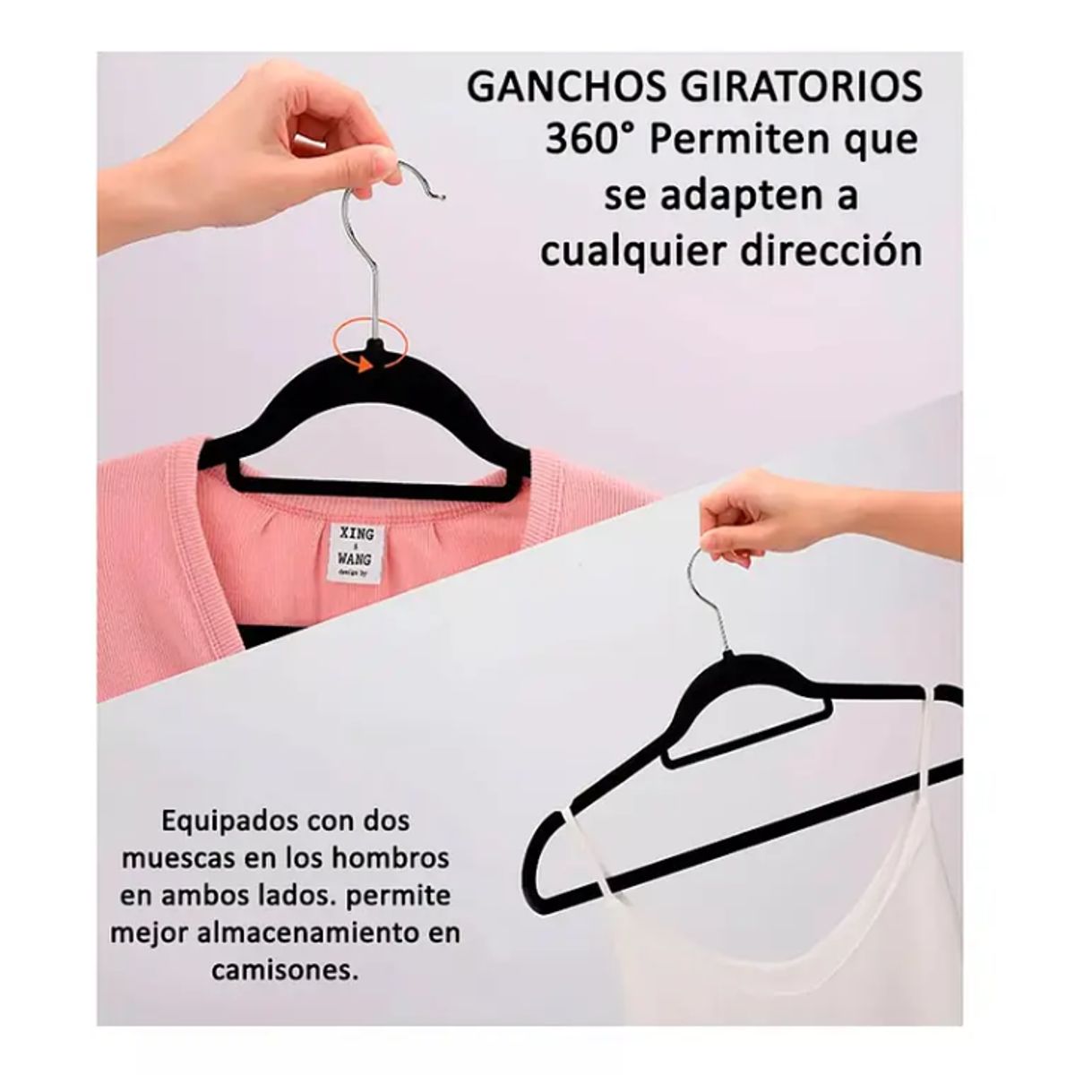GENERICO - Colgadores De Ropa Antideslizantes Terciopelo 20 Unid Gancho