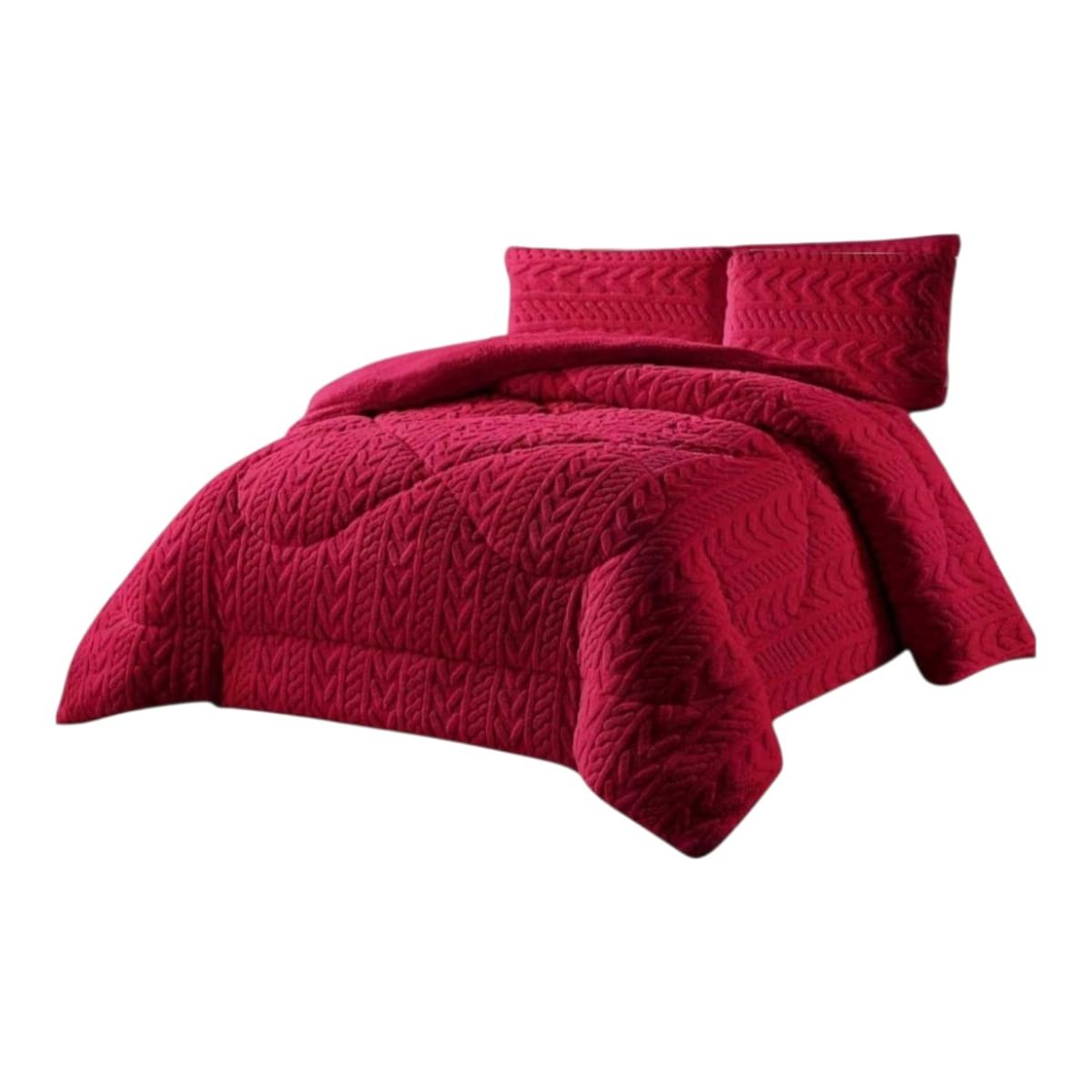 GENERICO - Cubrecama de invierno trenzado con chiporro 1.5 plazas modelo TF RM07