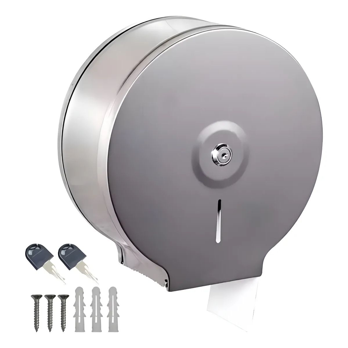 GENERICO - Dispensador De Papel Higiénico Acero Inoxidable Con Llave