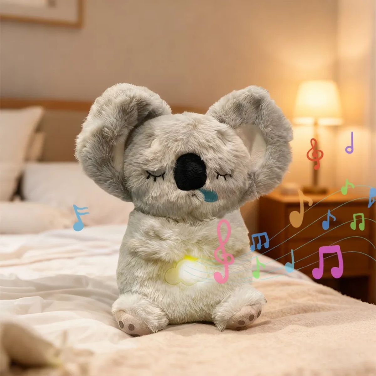GENERICO - Peluche Koala Que Respira Música Y Luces Ragalo Para Niños Color Gris