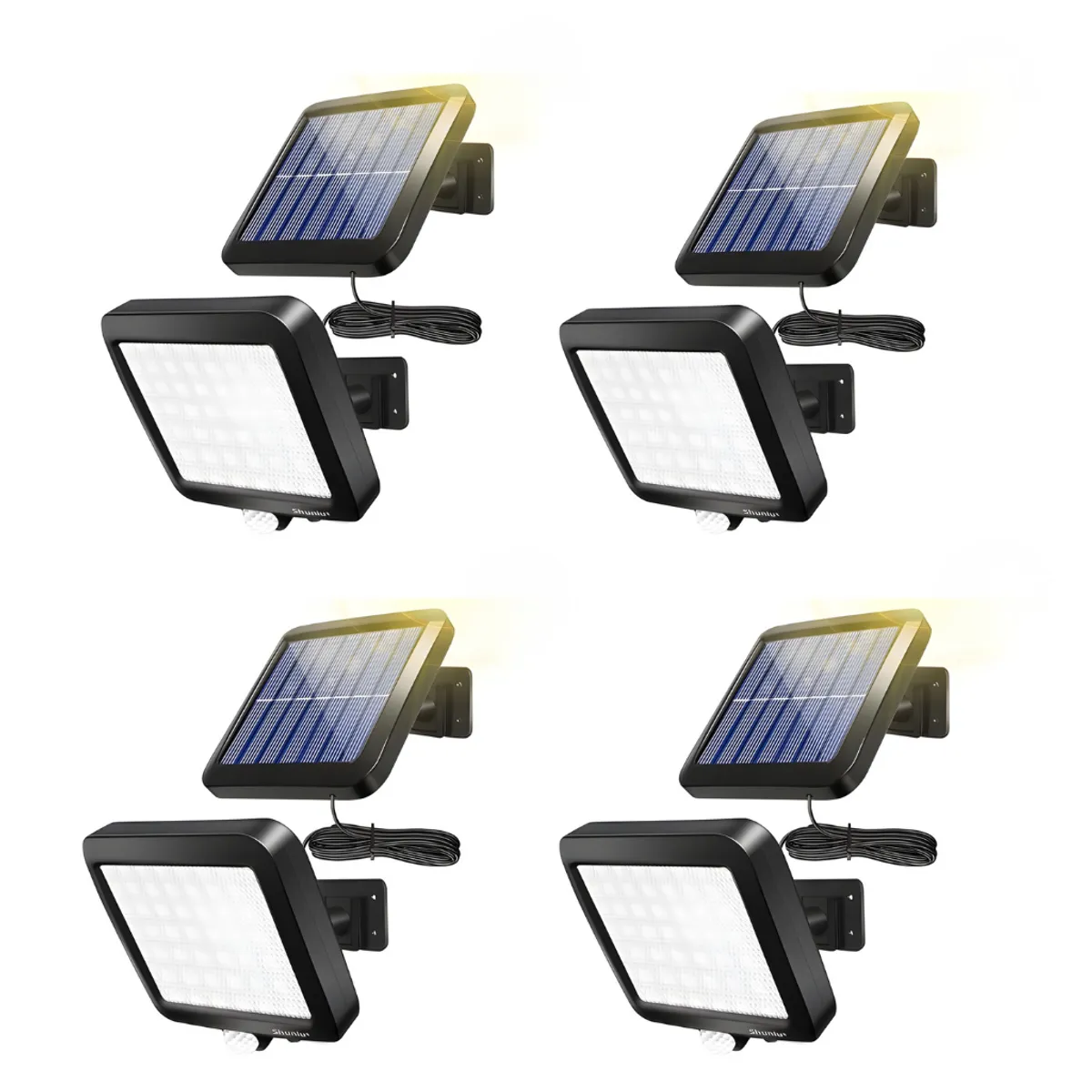 GENERICO - Pack De 4 Focos Solar Led 250w Emergencia Con sensor