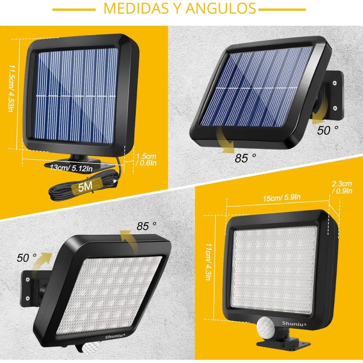 GENERICO - Pack De 4 Focos Solar Led 250w Emergencia Con sensor